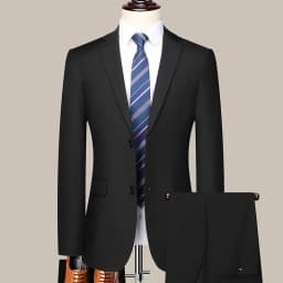 Suit (Blazer+Pants) Men's Fashion Business Outdoor Gentleman Trend Solid Color Casual Slim-fit Wedding Host Gentleman Suit S-6XL