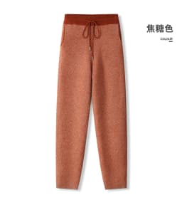 Soft 100% Merino Wool Straight-leg Pants For Men Jacquard Warm Knitted Pants Autumn Winter Thick Bottom Wear