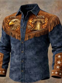 Men's Retro Casual Cassel Trendy jacket Top Autumn Long Sleeved Patchwork Tassel Shirt Ethnic Printed Button Cardigan Coat New
