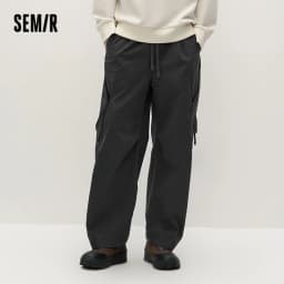 Semir Men Pants Washed Cotton Loose Curved Utility Cargo 2026 Autumn Comfortable Workwear Style Street Casual Daily Wear