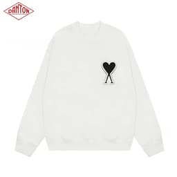 Sweatshirt made of pure cotton with small heart embroidery in macaron color, long sleeved with large heart round neck pullover for autumn and winter