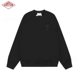 Sweatshirt made of pure cotton with small heart embroidery in macaron color, long sleeved with large heart round neck pullover for autumn and winter