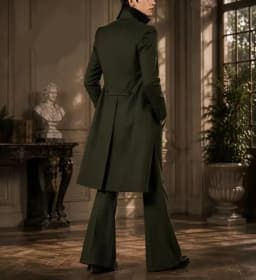 Men Olive Green 3 Pieces Gothic Tailcoat Suit Black Lapel Steampunk Tuxedo Flared Pants Waistcoat Victorian Wedding Customized