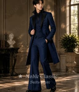 Men Olive Green 3 Pieces Gothic Tailcoat Suit Black Lapel Steampunk Tuxedo Flared Pants Waistcoat Victorian Wedding Customized