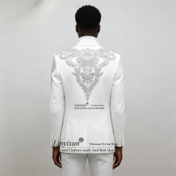 High End Crystal Jewelry Men Suits Notch Lapel Applique Groom Male Blazers 2 Pieces Sets Customized Wedding Tuxedos ropa hombre