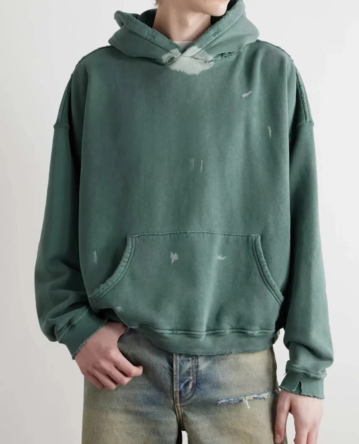 ER/D 24fw lake water Tiffany green destruction silhouette splash hoodie