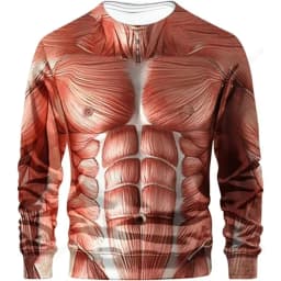 Funny Fake Musclet-Shirt 3D Funny Muscle Body Printed T-Shirts Slim Oversized T Shirt Men Tops Ugly Chest Hair Tops Long Sleeve