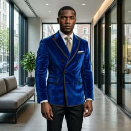 Velvet Double Breasted Groomsmen Suit for Men with Black Piping Lapel Slim Fit 2 Pieces Prom Wedding Tuxedo Formal Wear Style