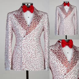 Men's Suits Tailored One Piece Sequins Blazer Peaked Lapel One Button Sparkly Wedding Slim Red Diamonds Custom Made Plus Size