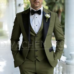 Men's Three Piece Tuxedo Suit Set Peak Lapel Formal Wedding Groom Party Outfits for Gentlemen Luxury Stylish Slim Male Suit