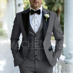 Men's Three Piece Tuxedo Suit Set Peak Lapel Formal Wedding Groom Party Outfits for Gentlemen Luxury Stylish Slim Male Suit