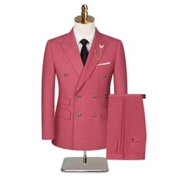 Men's 2 Piece Double Breasted Suit Set Slim Fit Peaked Lapel Formal Blazer Pants Luxury Business Wedding Groom Tuxedo For Men