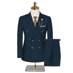 Men's 2 Piece Double Breasted Suit Set Slim Fit Peaked Lapel Formal Blazer Pants Luxury Business Wedding Groom Tuxedo For Men