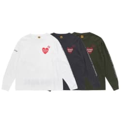 HUMAN MADE Heart Letter Print Long Sleeve T Shirt Crewneck 100% Cotton Unisex