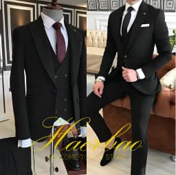 Navy Blue Men's Suit Business Workwear Formal Party Tuxedo Groom Wedding (Jacket Vest Pants) 3-piece Set 2023 Customized