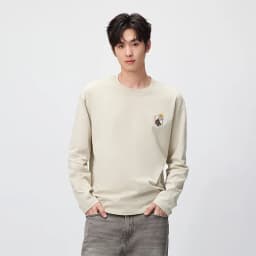 Semir Men Tshirt Long Sleeve Loose Crew Neck Embroidered Detail 2026 Autumn Couple Casual Pullover Everyday Top