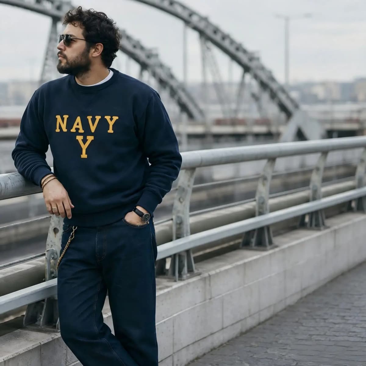 Classic Bronson Boxing Coach Pullover – Navy Y Shipyard Heavyweight Fleece Sweatshirt with Rugged Ringside Style