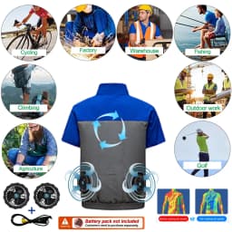 G-MACHT Men Summer Anti-Heat Cooling Shirt With 4 Fans Air Condition Clothes Short Sleeve Sun Protection Outdoor Work Wear