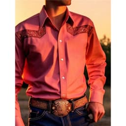 Men's Yellowstone Western Denim Shirt Two-tone patchwork pattern Men's roll-down button top Stylish casual long-sleeved shirt