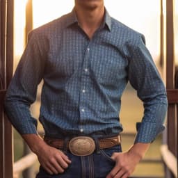 Men's Yellowstone Western Denim Shirt Two-tone patchwork pattern Men's roll-down button top Stylish casual long-sleeved shirt