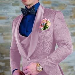 Navy Blue Men's Suit Jacquard Jacket Pants Vest 3-piece Set Formal Wedding Groom's Tuxedo Fashion 2024 Blazer Elegant Men Suit