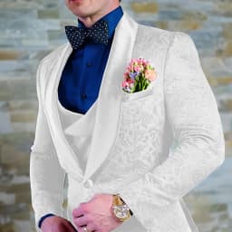 Navy Blue Men's Suit Jacquard Jacket Pants Vest 3-piece Set Formal Wedding Groom's Tuxedo Fashion 2024 Blazer Elegant Men Suit