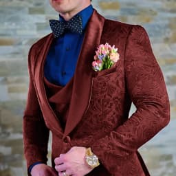 Navy Blue Men's Suit Jacquard Jacket Pants Vest 3-piece Set Formal Wedding Groom's Tuxedo Fashion 2024 Blazer Elegant Men Suit