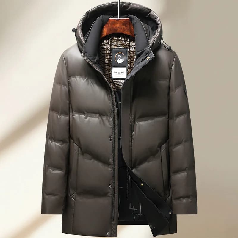 2024 Men's Down Jacket Mid-Length Winter Thick 90% White Duck Down Jacket windproof warm winter down coat,parkas men Hood coat