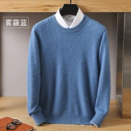 Men's Wool Sweater Round Neck Pullover 100% Pure Mink Cashmere Knitting Large Size Autumn Winter New Long Sleeve Fashion Highend
