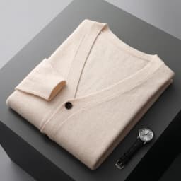 YTFidio 100% Wool Men Sweater V-Neck handsome Sweater Botton Warm Soft Solid Cardigan Knitwear Basic 190