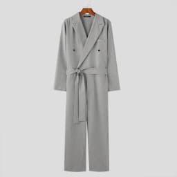 INCERUN 2024 American Style Fashion Jumpsuit Casual Men's Suit Neck Double Breasted Jumpsuits Long Sleeved Casual Rompers S-5XL