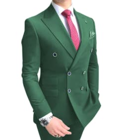 Double Breasted Peak Lapel Gentleman Grey Blazer Two Pieces Mens Suit with Pants Formal Silver Jacket For Wedding Groom Tuxedos