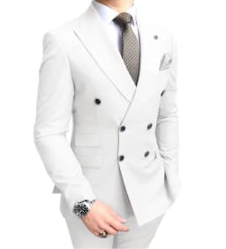 Double Breasted Peak Lapel Gentleman Grey Blazer Two Pieces Mens Suit with Pants Formal Silver Jacket For Wedding Groom Tuxedos