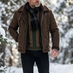 Men's Faux Suede & Fur Collar Winter Jacket | Windproof Belted Zip Streetwear Coat | Thick Warm Hiking Outdoor Wear Soft Male