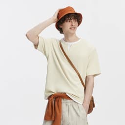 Semir Men Tshirt Short Sleeve V Neck Colorblock Waffle Knit 2026 Autumn Loose Casual Style Pullover Everyday Top