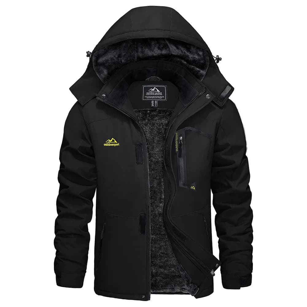 KEFITEVD Men's Winter Ski Jacket Waterproof Warm Thick Fleece Hiking Jackets Raincoats Snow Jacket Coats Windbreaker Man Parka