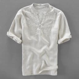 Italy brand linen shirts for men summer solid white flax shirts mens embroidery casual men shirt large size shirts male camiseta