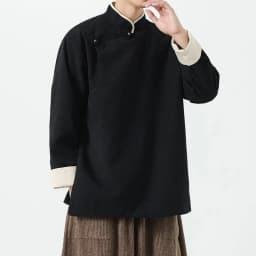 Autumn Winter Chinese Style Stand-up Collar Slanted Hanfu Jacket Loose Tang Jacket Chinese Retro Kung Fu Tai Chi Jacket Mens Top