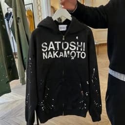 2XL SATOSHI NAKAMOTO Jacket Street Splashed Ink Classic Retro Letter Print Washed Worn Zipper Hooded Sweatshirt Men Wom Hoodyen