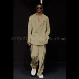 White Notch Lapel One Button Men Suits 2 Piece Chic Smart Casual Travel Outfits Fashion Wedding Tuxedo Loose Costume Homme 2024