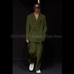 White Notch Lapel One Button Men Suits 2 Piece Chic Smart Casual Travel Outfits Fashion Wedding Tuxedo Loose Costume Homme 2024