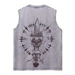 Harajuku Retro Sleeveless T-Shirts Streetwear Vintage Washed Anime One Piece Graphic Print Men Vest Tops Tees Retro Oversize