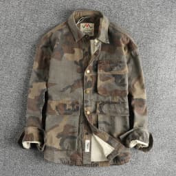 Three-dimensional pocket design all cotton bead sail woven washed old cargo shirt male army fan outdoor trend coat