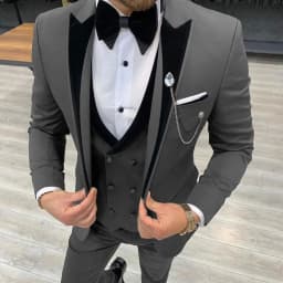 Mens Suits Wave Point Three Pieces Men Dress Suits Casual Commuter Office Business Suits for Wedding (Blazer+Vest+Pants)