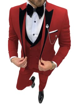 Mens Suits Wave Point Three Pieces Men Dress Suits Casual Commuter Office Business Suits for Wedding (Blazer+Vest+Pants)