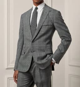 Gray Men's Suits 2 Pieces Blazer Pants Single Breaste Peaked Lapel Plaid Stripes Wedding Formal Custom Made Plus Size