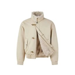 Bomber jacket for men and women thickened wool inner American aircraft buckle fashion stand-up collar parka retro jacket