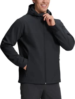 Pioneer Camp Men's Lightweight Softshell Waterproof Jacket Hooded Fleece Lined Windbreaker Rain Shell Jackets Hiking Outdoor