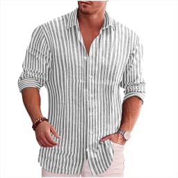 Men's formal shirt button lapel shirt black and white red long sleeve striped collar wedding work clothing large size 5XL