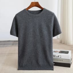 WinvyNee Man's Clothing O Neck Solid Fitted Slightly Stretchy Casual Half Sleeve Knitwear Wool Pullovers Autumn Winter M1103039